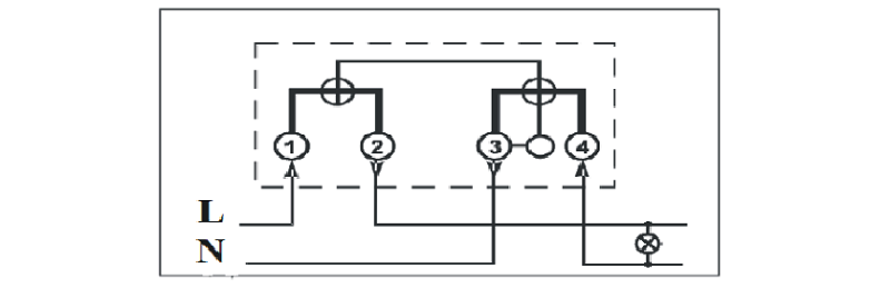 Hình 1: Sơ đồ đấu nối công tơ điện tử 1 pha 2 dây CE-18G Gelex Emic